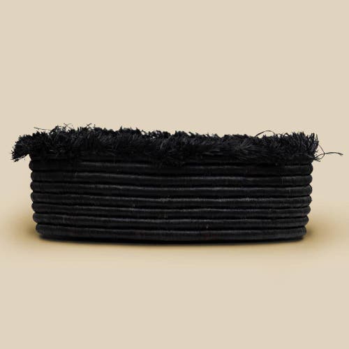 Indego Africa Raffia Fringe Bowl In Black