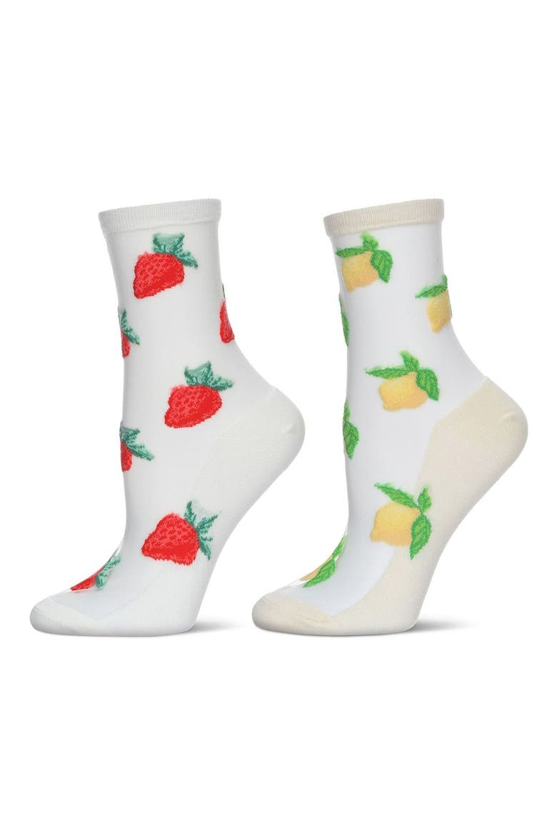 Strawberry & Lemon Assorted 2-Pack Ankle Socks, Main, color, IVORY-WHITE