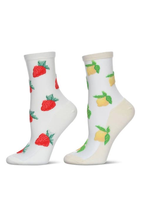 Strawberry & Lemon Assorted 2-Pack Ankle Socks