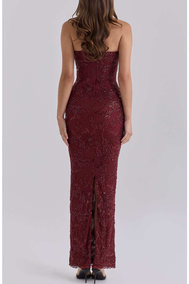Lucelle Embellished Lace Maxi Dress with Removable Bolero, Alternate, color, CABERNET