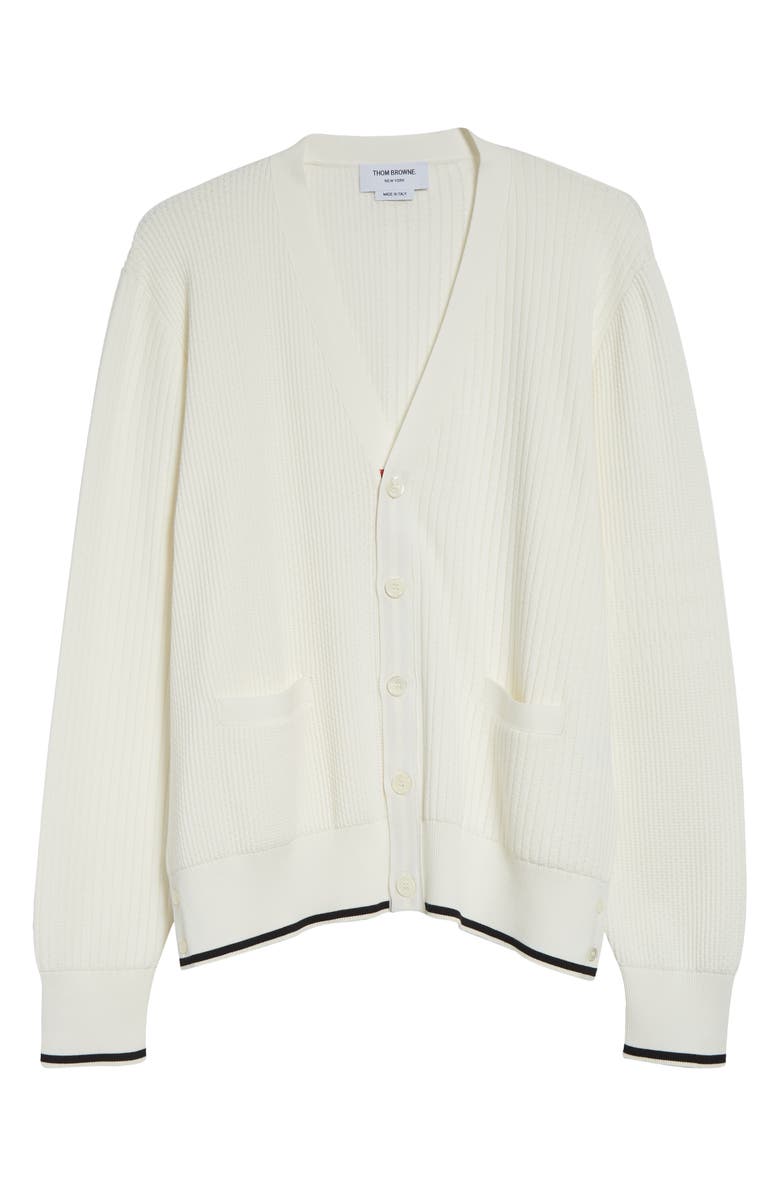 Thom Browne Mixed Stitch Cotton Cardigan, Alternate, color, 
