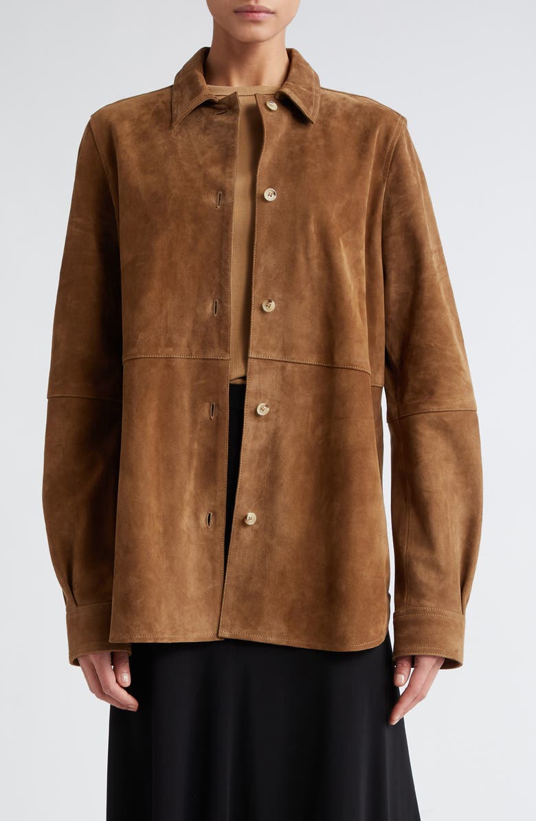 TOTEME Soft Suede Shirt Jacket, Main, color, 