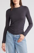 Madewell Long Sleeve Ruched Brushed Jersey Top