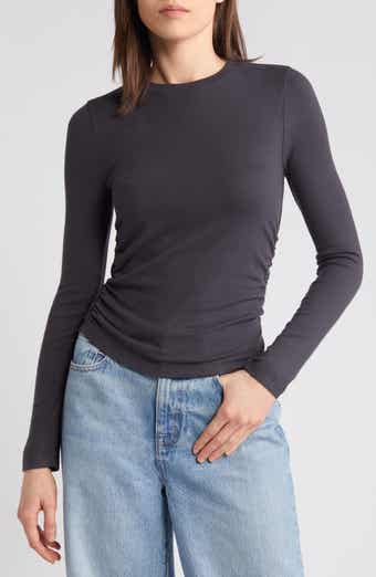 Madewell Long Sleeve Ruched Brushed Jersey Top