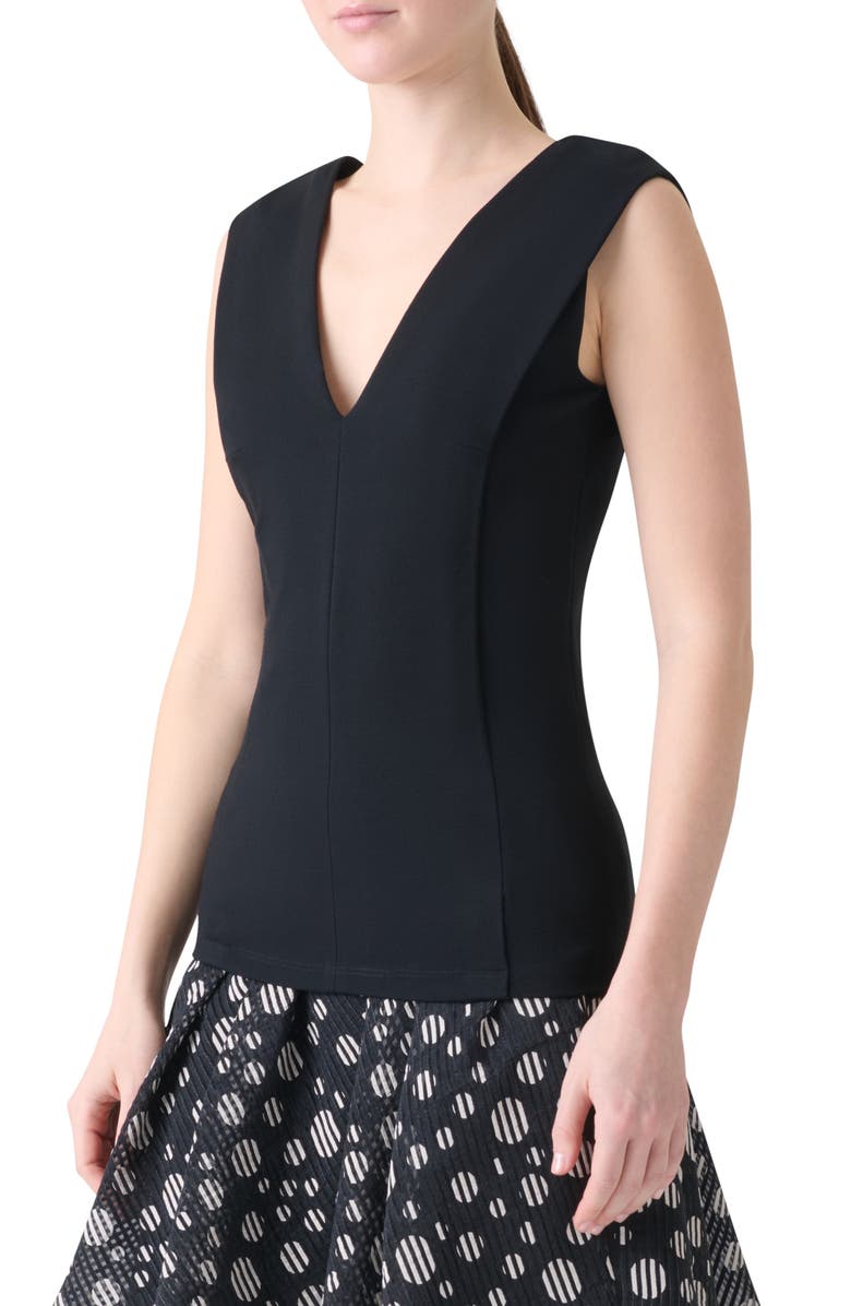 Akris punto Sleeveless Double Face Fitted Top, Alternate, color, Black