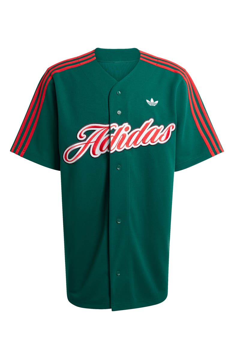adidas Summer League Varsity Baseball Jersey, Alternate, color, Green/ Better Scarlet/