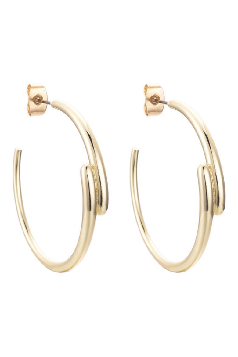 Overlapping Hoop Earrings, Alternate, color, GOLD
