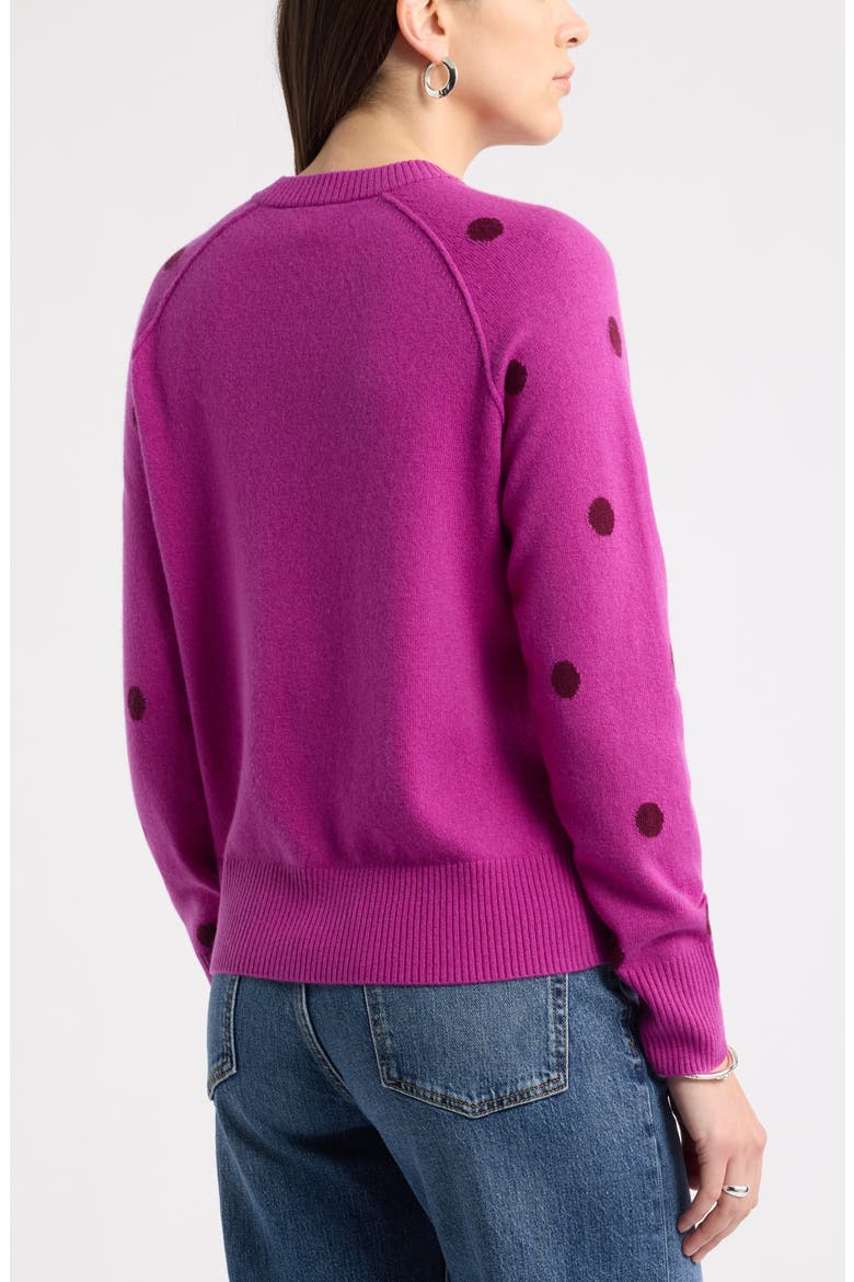 Wool & Cashmere Intarsia Crewneck Sweater, Alternate, color, PINK ASTER POLKA DOT