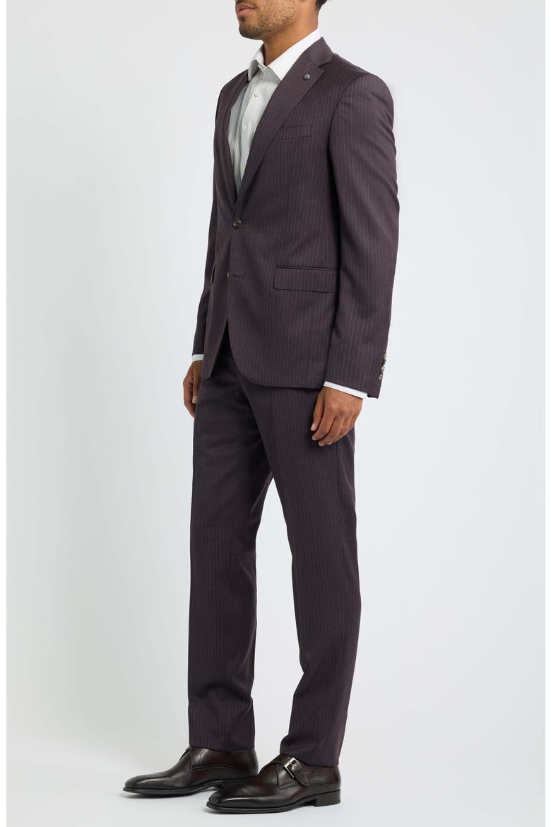 Esprit Striped Wool Suit, Alternate, color, BURGUNDY