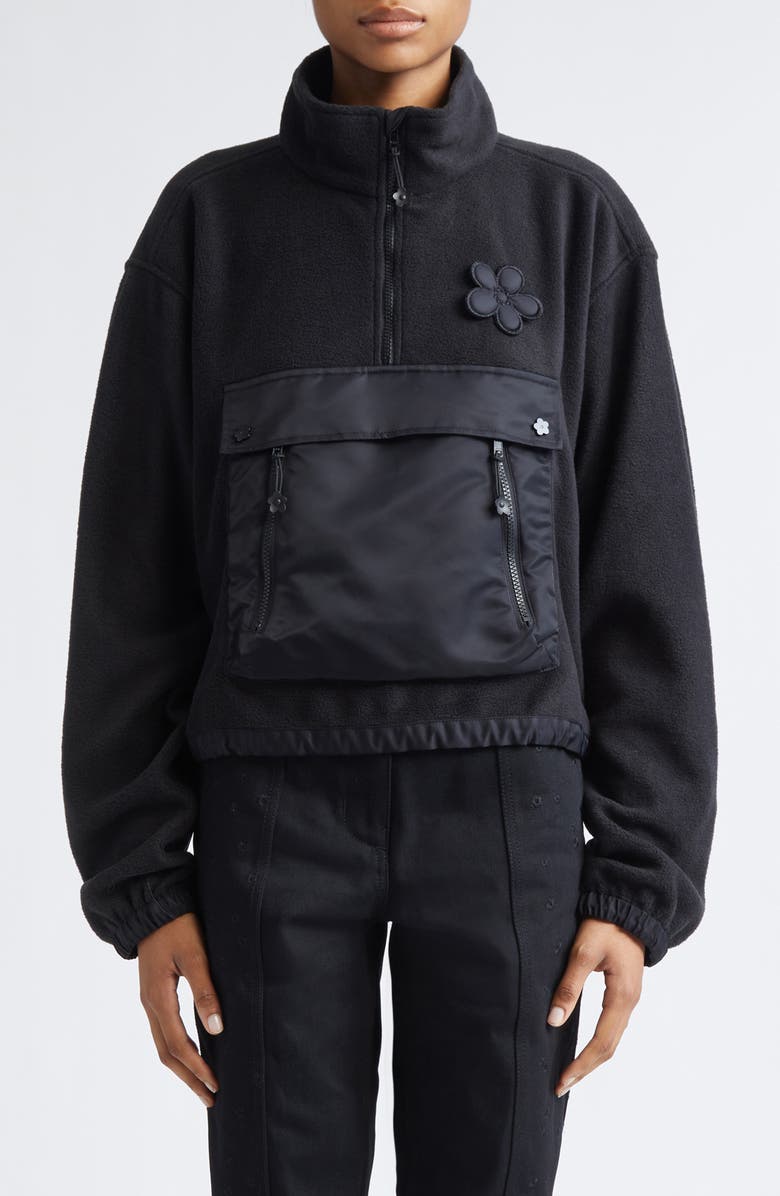 Cecilie Bahnsen Bastian Mixed Media Anorak, Main, color, Black