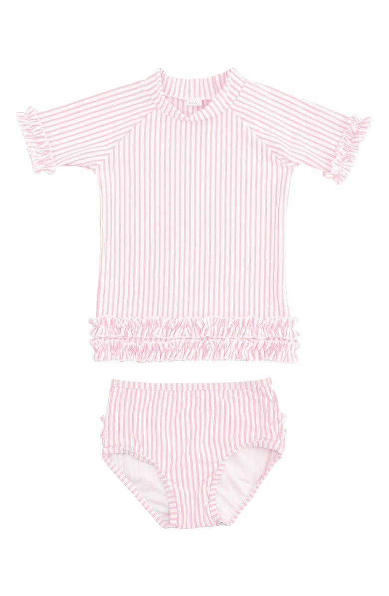 RuffleButts Seersucker Two-Piece Rashguard Swimsuit, Main, color,