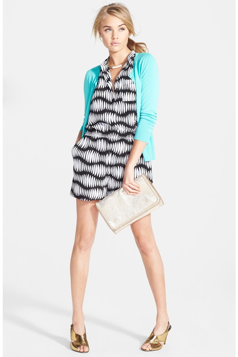 Sleeveless Front Button Romper, Alternate, color, WHITE/ BLACK DOMINIKA PRINT