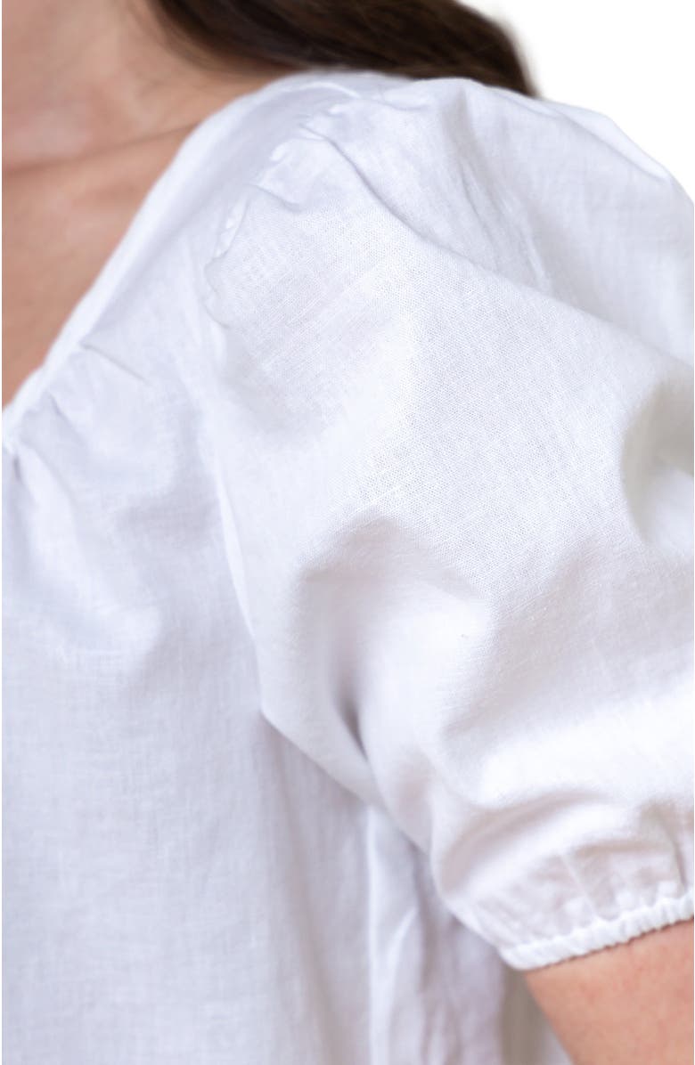 Hope & Henry Women's Bubble Sleeve Button Front Relaxed Linen Top, Alternate, color,