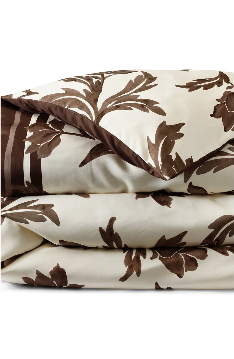 Lands' End 700 Thread Count Luxe Sateen Egyptian Cotton No Iron Bed Pillow Sham, Alternate, color, Dark Walnut Elegant Floral