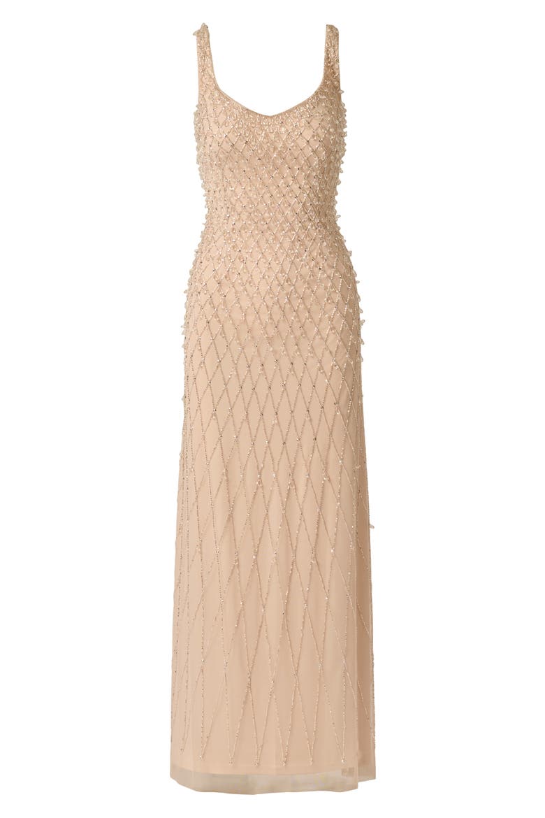 Beaded Mesh Evening Gown, Alternate, color, SHELL