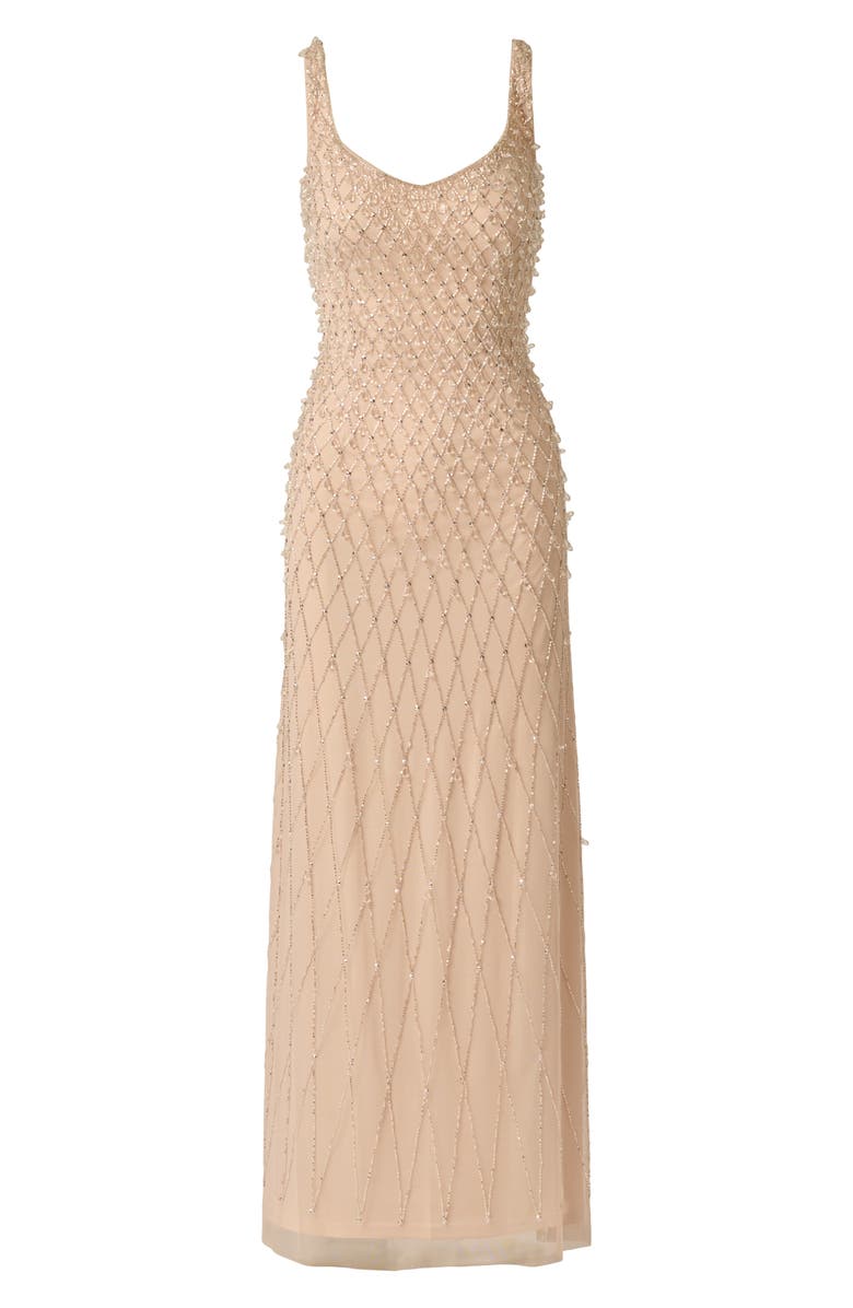 Adrianna Papell Beaded Mesh Evening Gown, Alternate, color, 