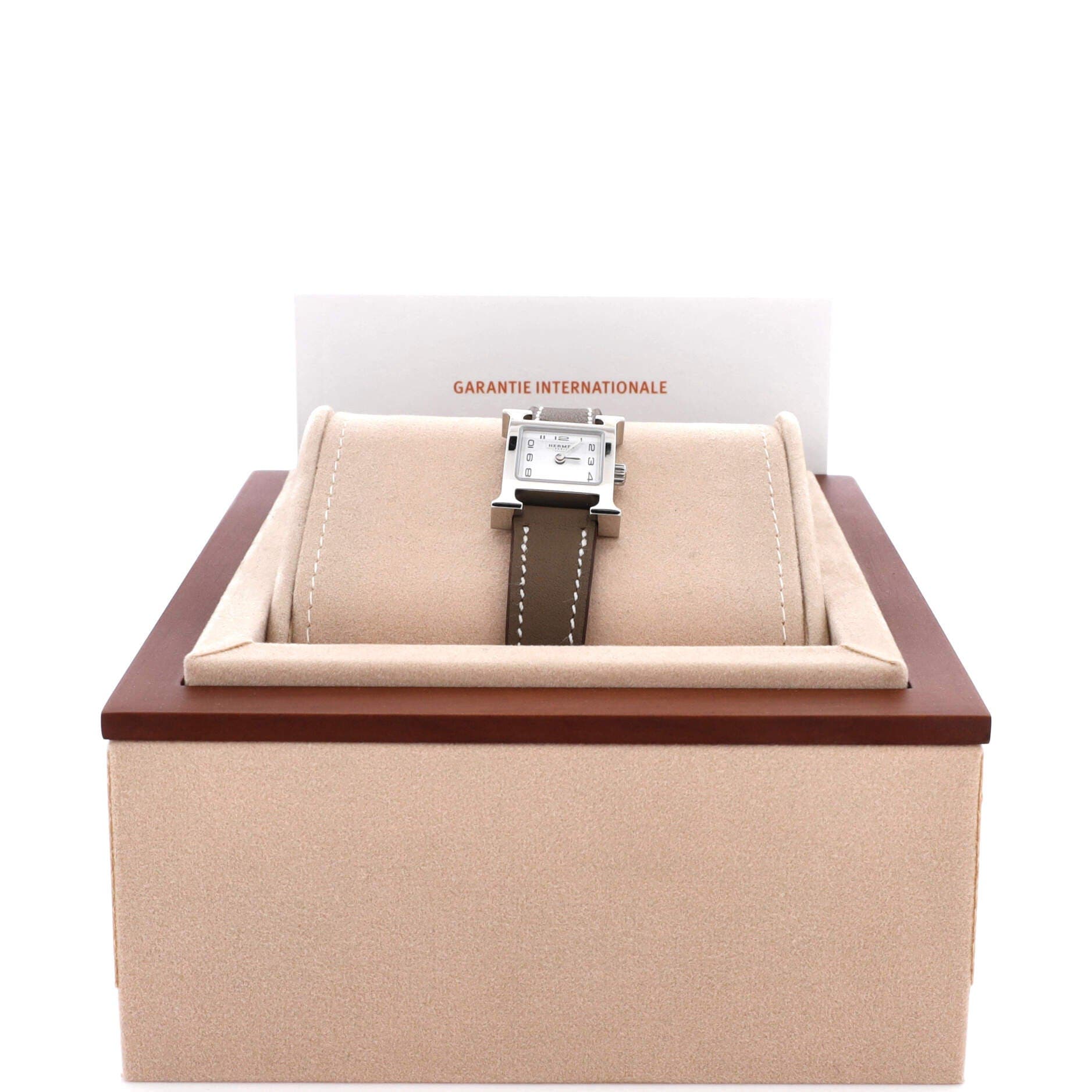 Heure H Quartz Watch Stainless Steel and Leather 17, Alternate, color, Grey