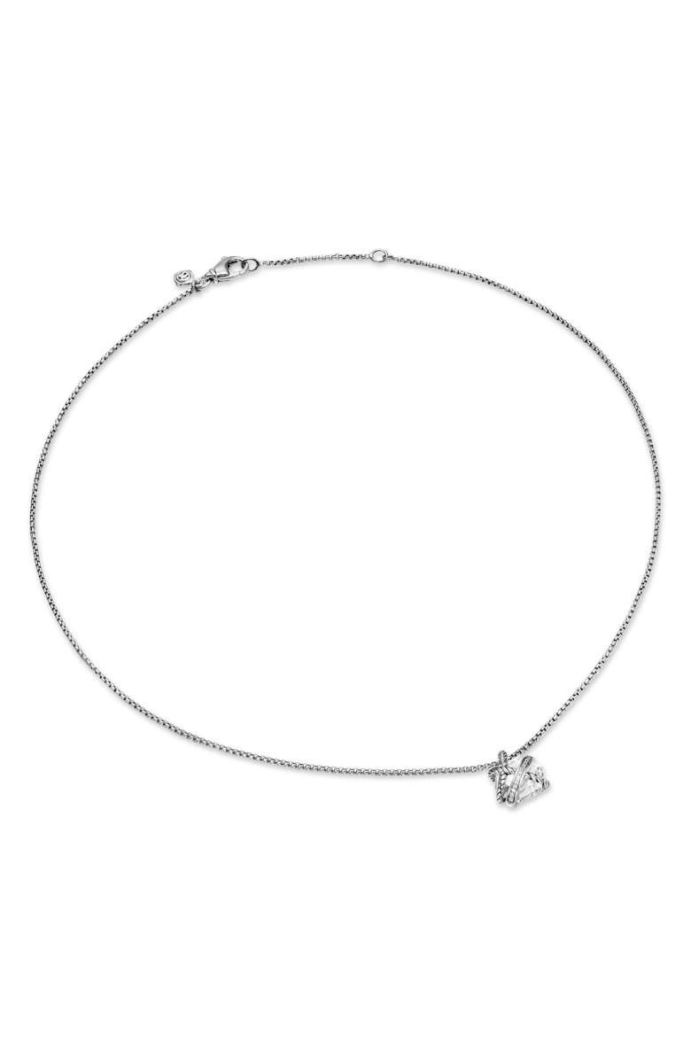 David Yurman Cable Wrap Pendant Necklace, Alternate, color, Silver Pave