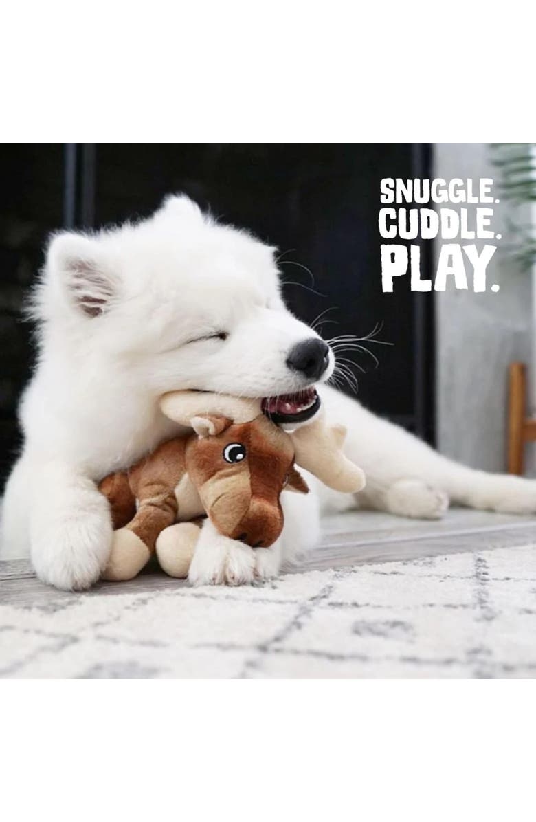 SnugArooz Marty the Moose Brown Plush Dog Toy, Squeaks & Crinkles, Alternate, color, Brown