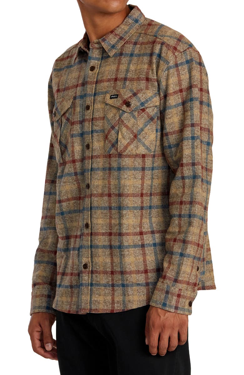 RVCA Hughes Relaxed Fit Check Flannel Button-Up Shirt Jacket, Alternate, color, 