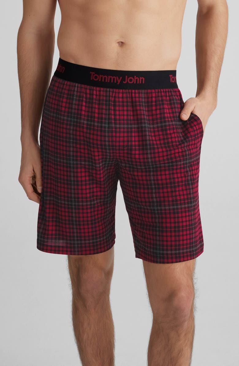 Tommy John Second Skin Lounge Shorts, Main, color, Rhubarb Flannel