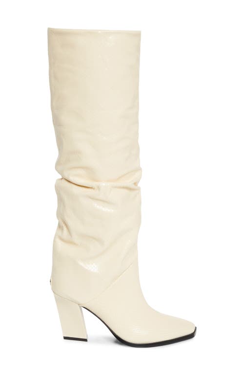 Jimmy Choo Hart Snakeskin Embossed Knee High Boot In White