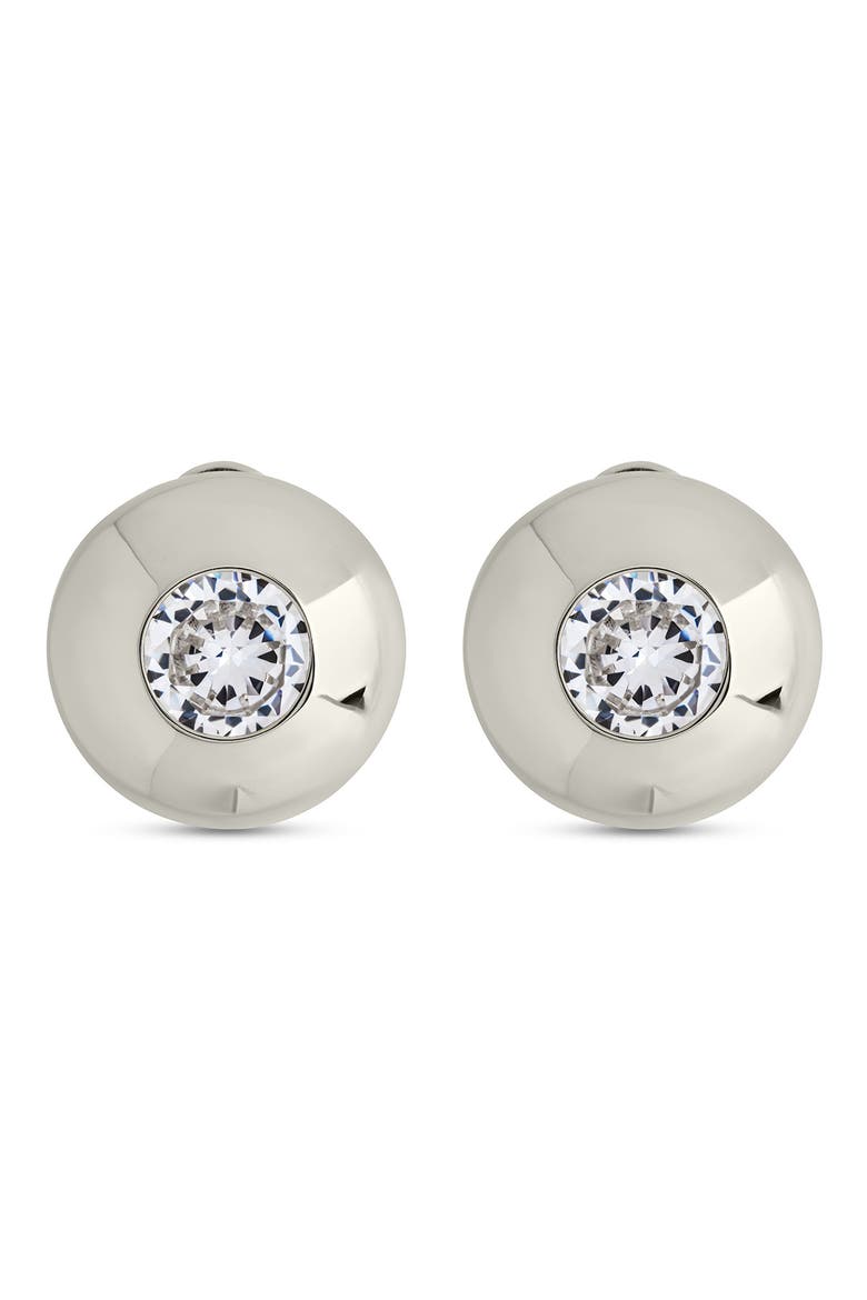 Zora Cubic Zirconia Dome Stud Earrings, Main, color, SILVER