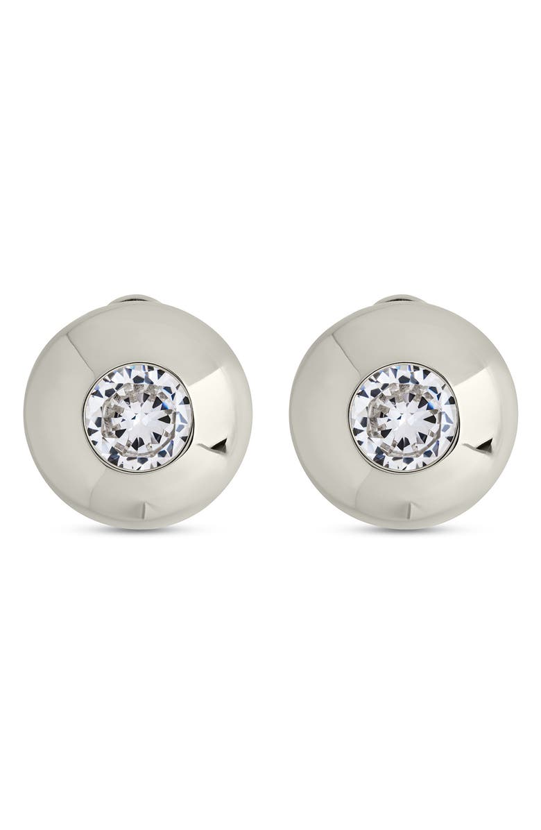 Sterling Forever Zora Cubic Zirconia Dome Stud Earrings, Main, color, Silver