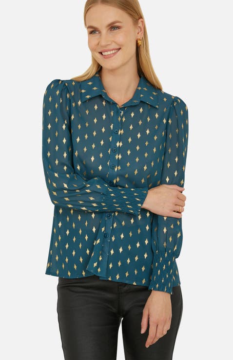 Diamond Foil Print Blouse