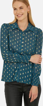 Yumi Diamond Foil Print Blouse