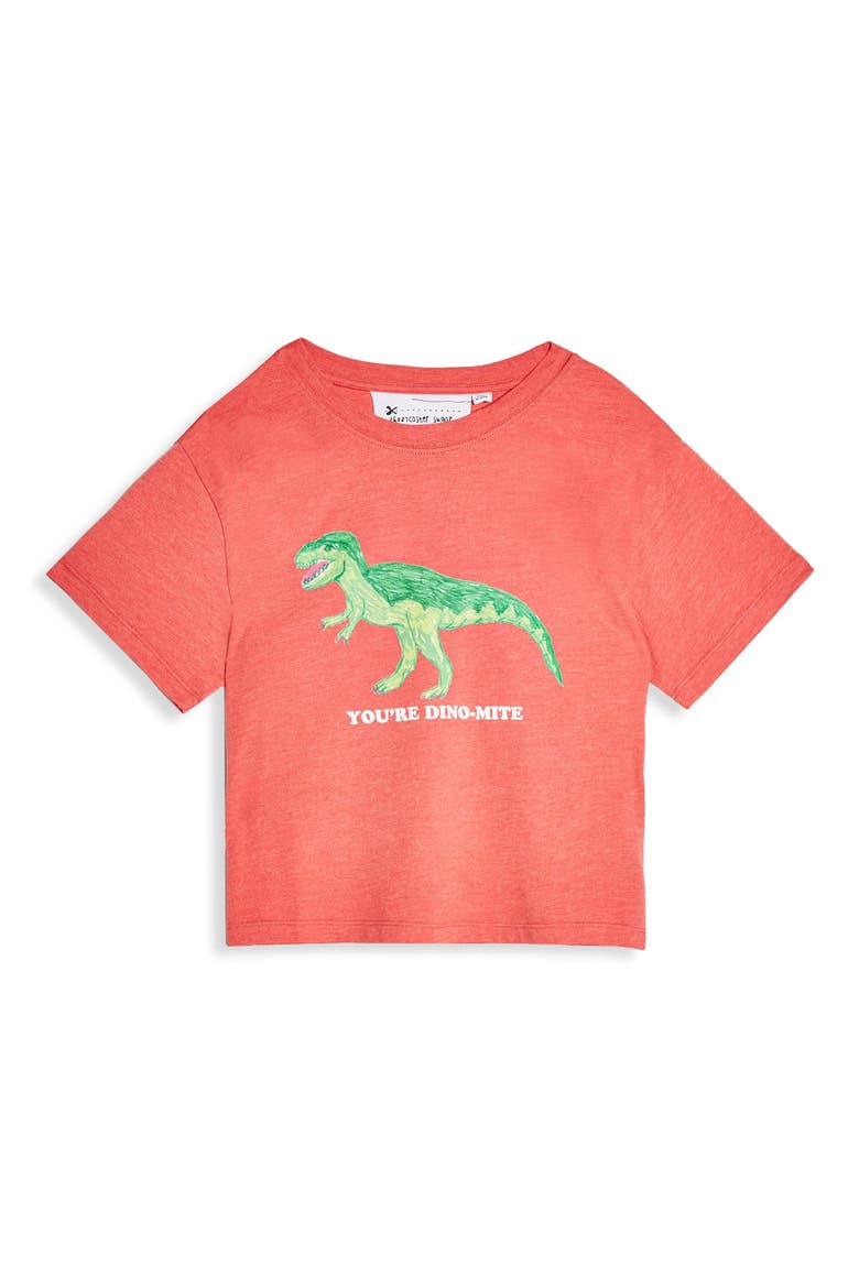 By Tee & Cake Dinomite Tee, Alternate, color, CORAL MULTI