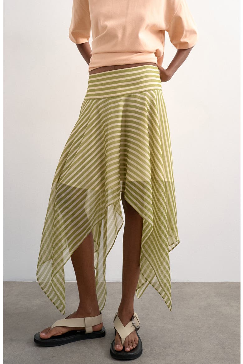 Striped Hanky Hem Miniskirt, Main, color, MGREEN
