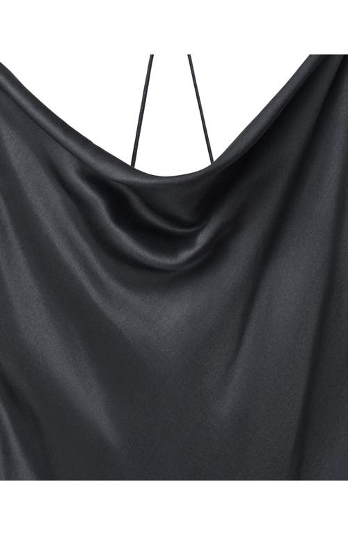 Mango Satin Midi Dress In Charcoal