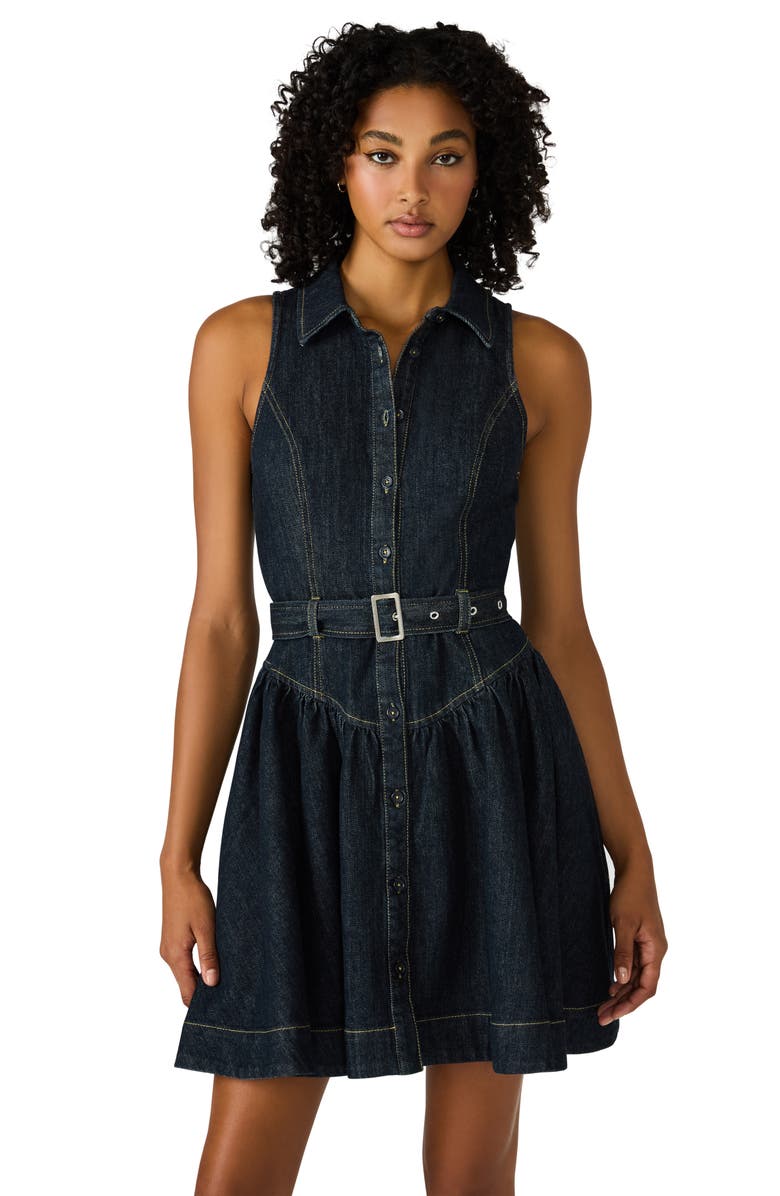 Steve Madden Senia Denim Shirtdress, Alternate, color, Dark Indigo