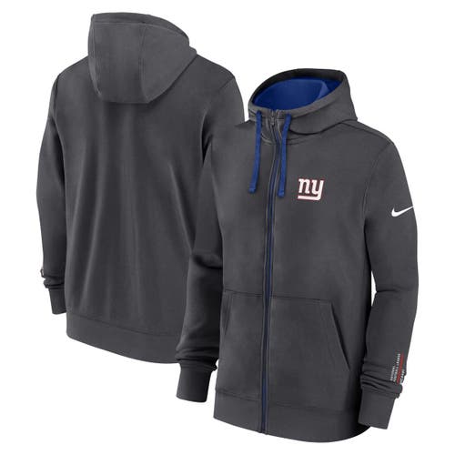 Nike Anthracite New York Giants Primetime Club Full-zip Hoodie In Black