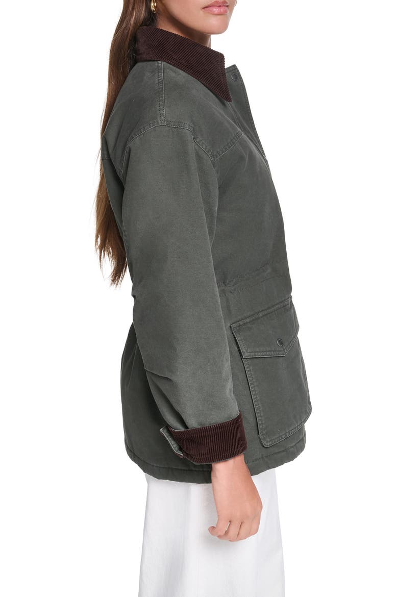 Corduroy Collar Military Jacket, Alternate, color, DARK OLIVE