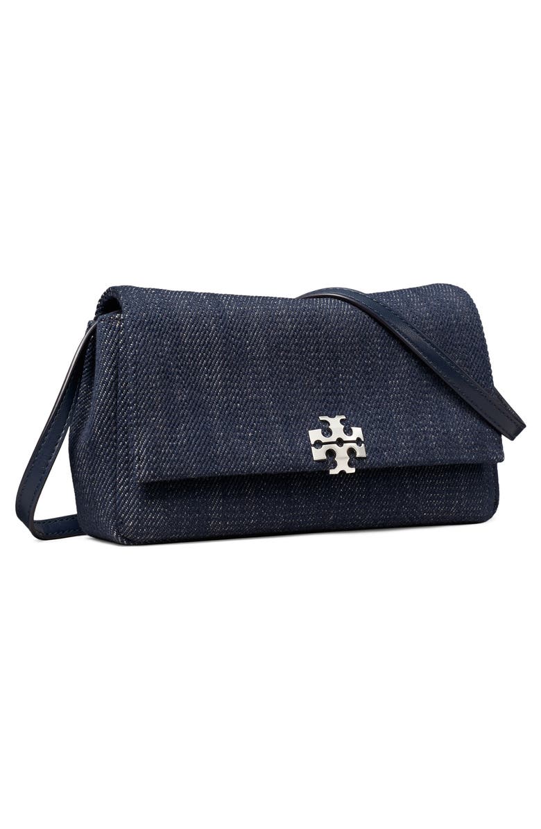 Tory Burch Charlie Denim Wallet on a Strap, Alternate, color, Midnight