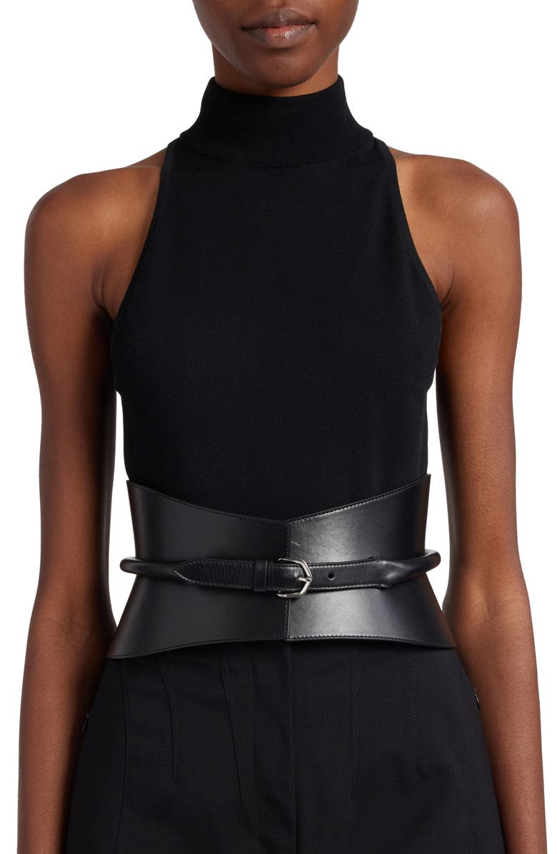 Alaïa Neo Leather Bustier Belt, Alternate, color,