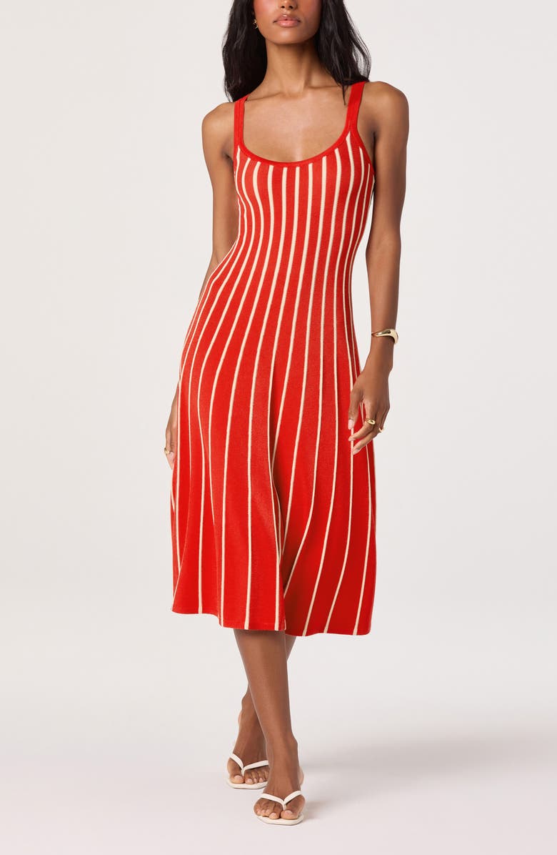 ASTR the Label Irecia Stripe Sleeveless Sweater Dress, Main, color, Red Stripe