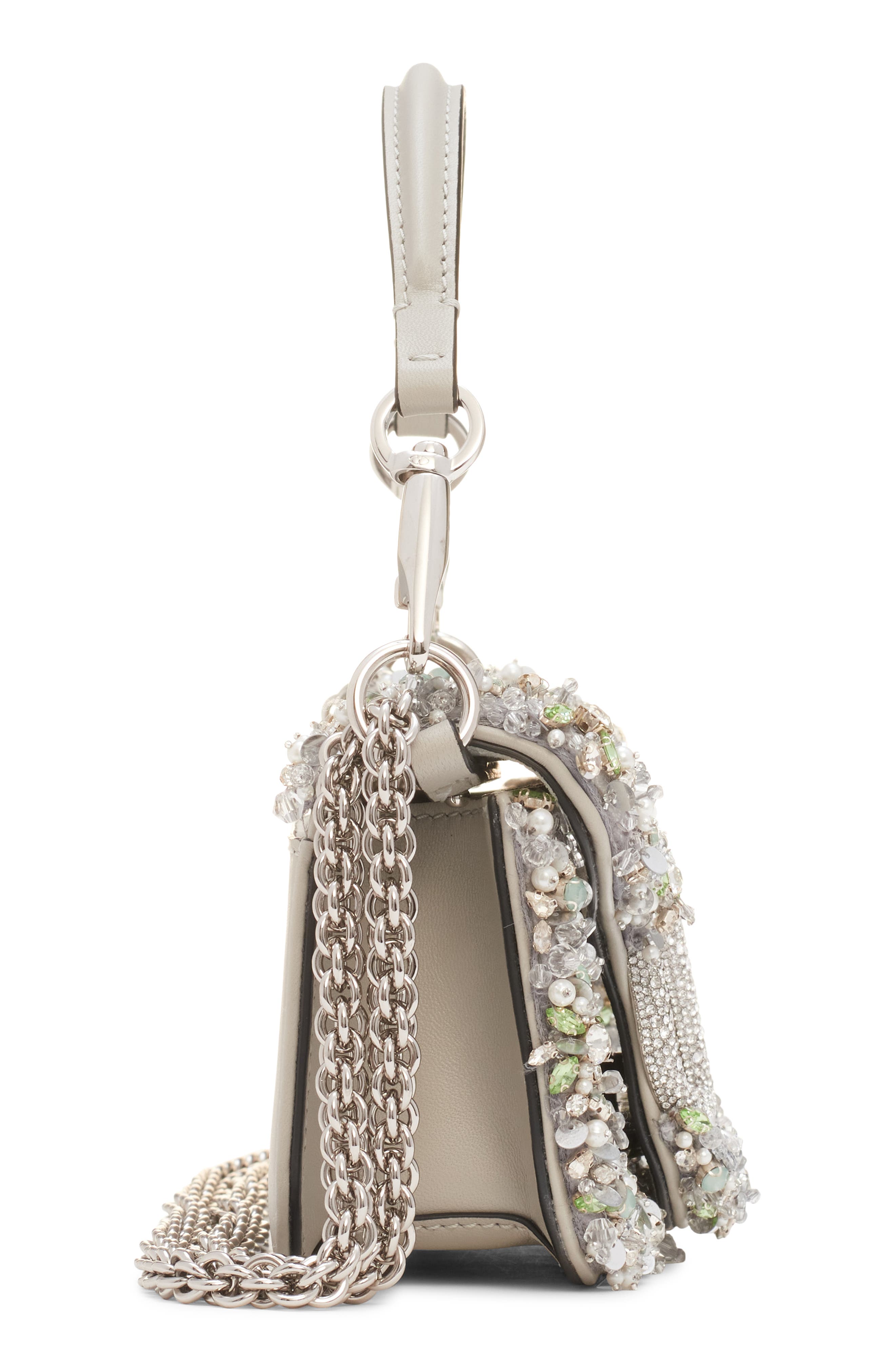 Valentino Garavani Small Jeweled Locò Leather Shoulder Bag, Alternate, color, 