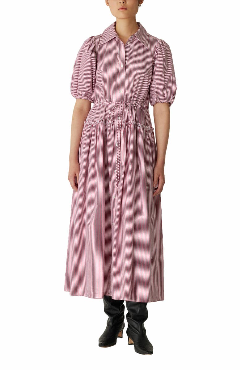 Rebecca Taylor Red Stripe Poplin Dress, Alternate, color, Red Stripe