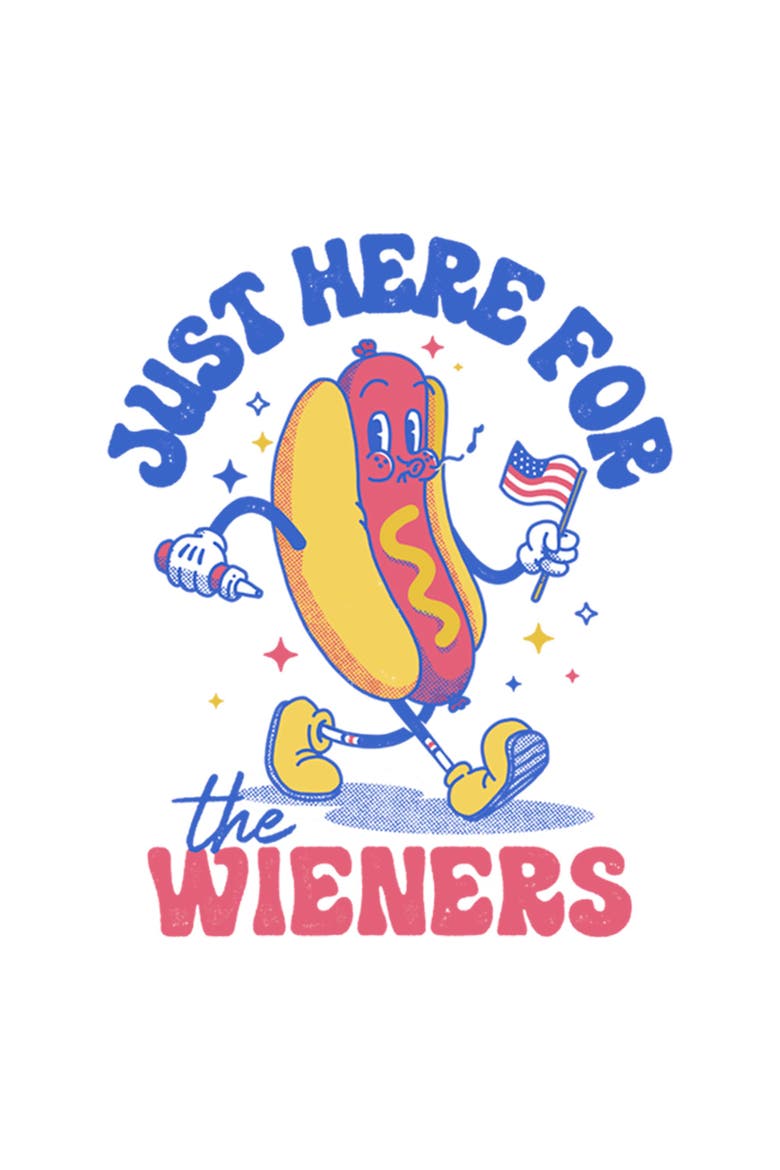 Men's Lost Gods Just Here for the Wieners  Graphic T-Shirt, Alternate, color, White