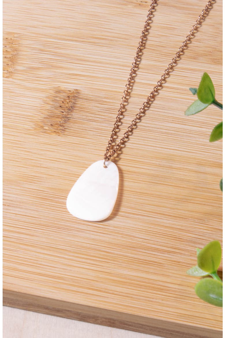 Mother-of-Pearl Trapezoid Pendant Necklace, Alternate, color, White