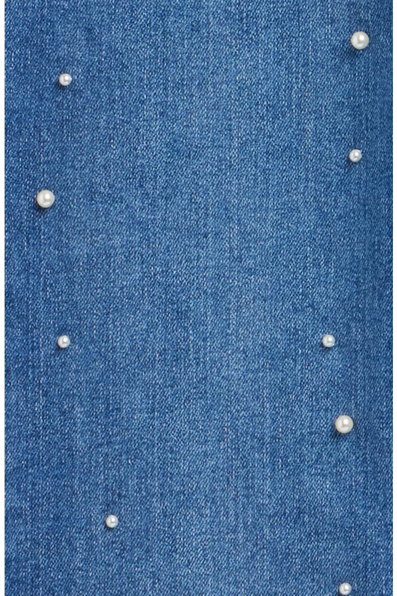 Kids' Sadie Faux Pearl Straight Leg Jeans, Alternate, color, MEDIUM WASH