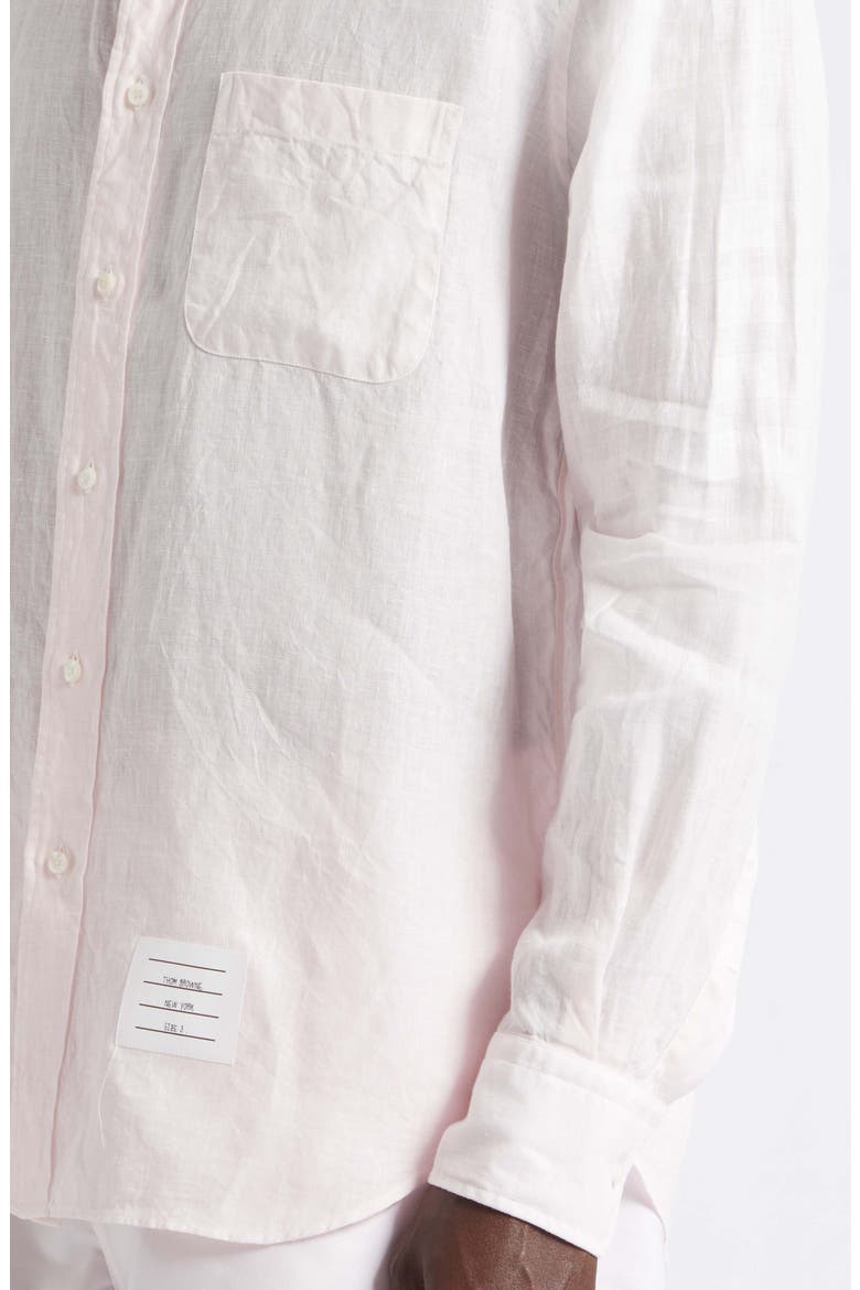 Straight Fit Garment Dye Linen Button-Down Shirt, Alternate, color, LIGHT PINK