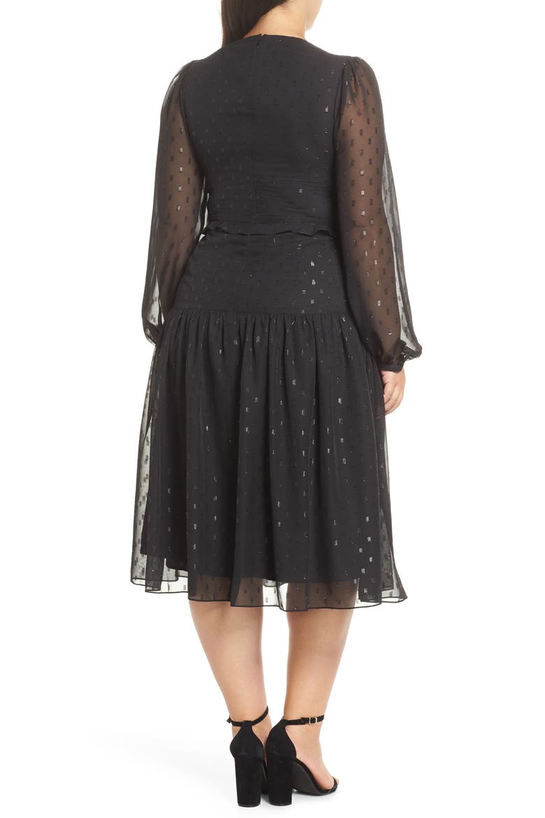 Drop Waist Midi Dress, Alternate, color, BLACK