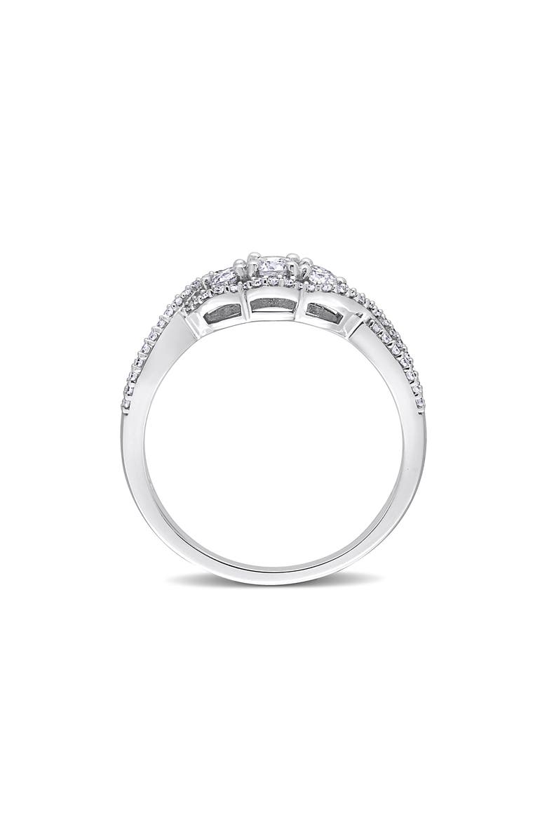 DELMAR Diamond 3-Stone Halo Engagement Ring - 0.5ct., Alternate, color, White Gold