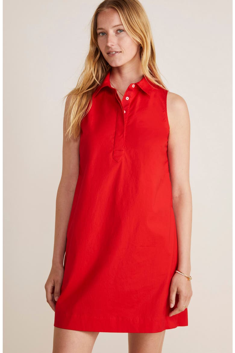 Sleeveless Cotton Popover Minidress, Alternate, color, LIGHTHOUSE RED