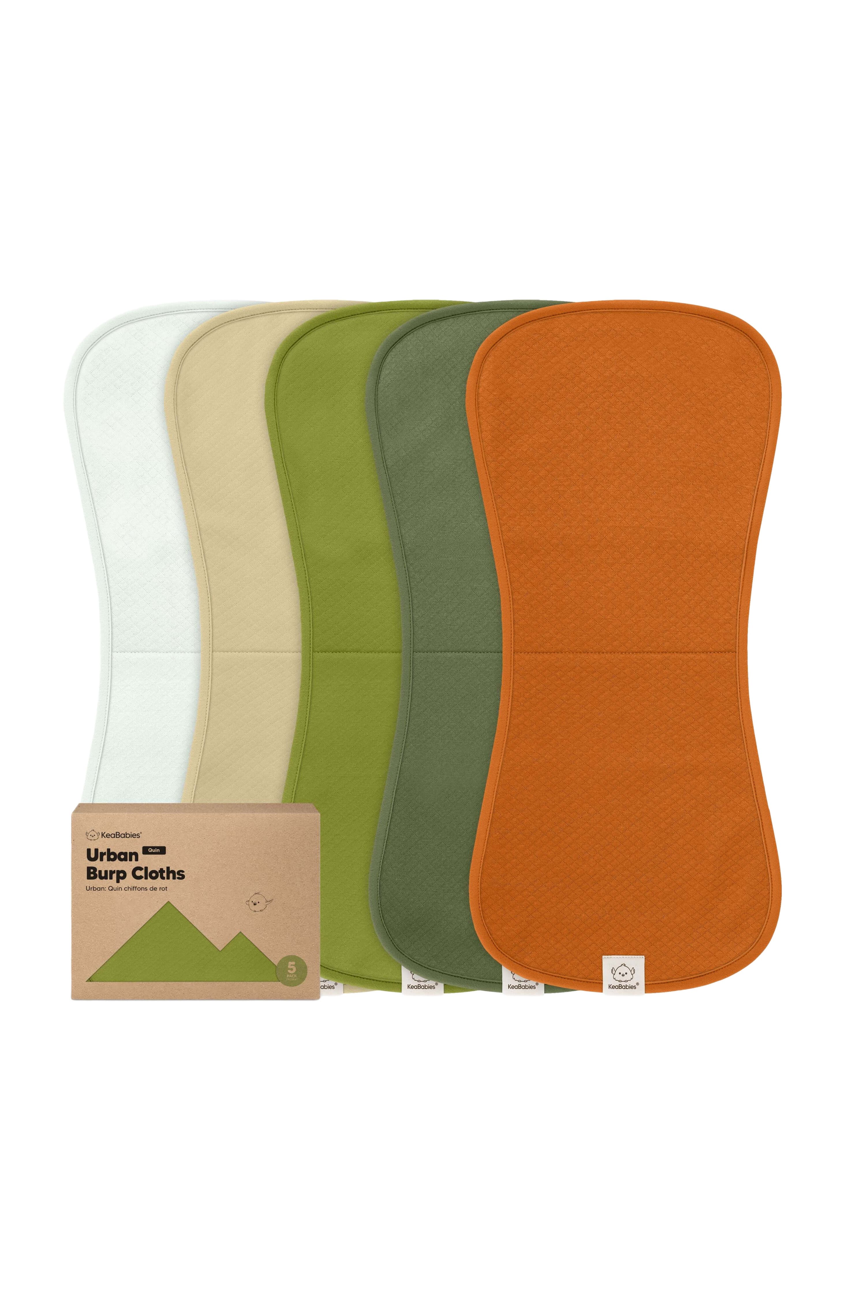 KeaBabies 5-Pack Quin Burp Cloths in Palms 