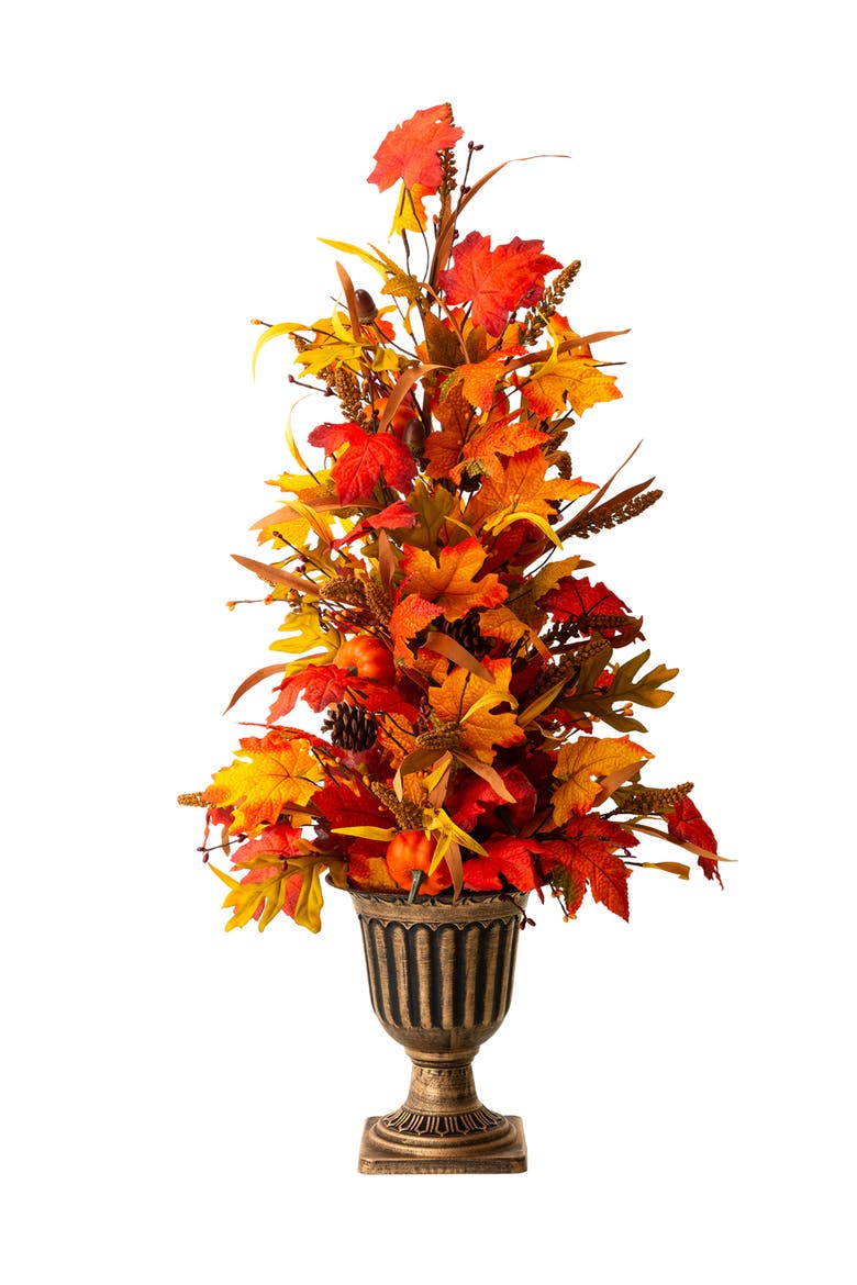 Fall Lighted Maple Leaves Potted Porch Tree With Timer, Alternate, color, Orange